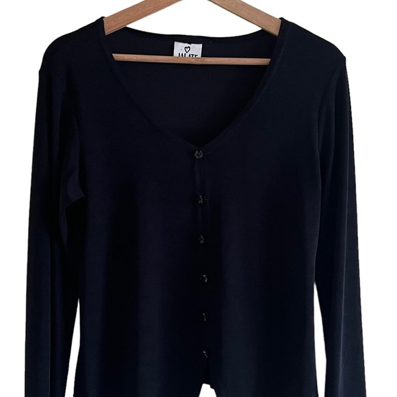 Slinky Vintage Black Floral Button Shape Cardigan - Picture 3 of 6